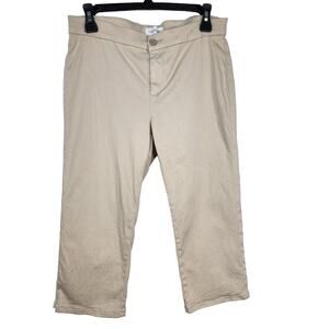 Lila Ryan Capri Pants Womens Size 8 Beige Cotton Tencel Mid Rise Stretch Pockets